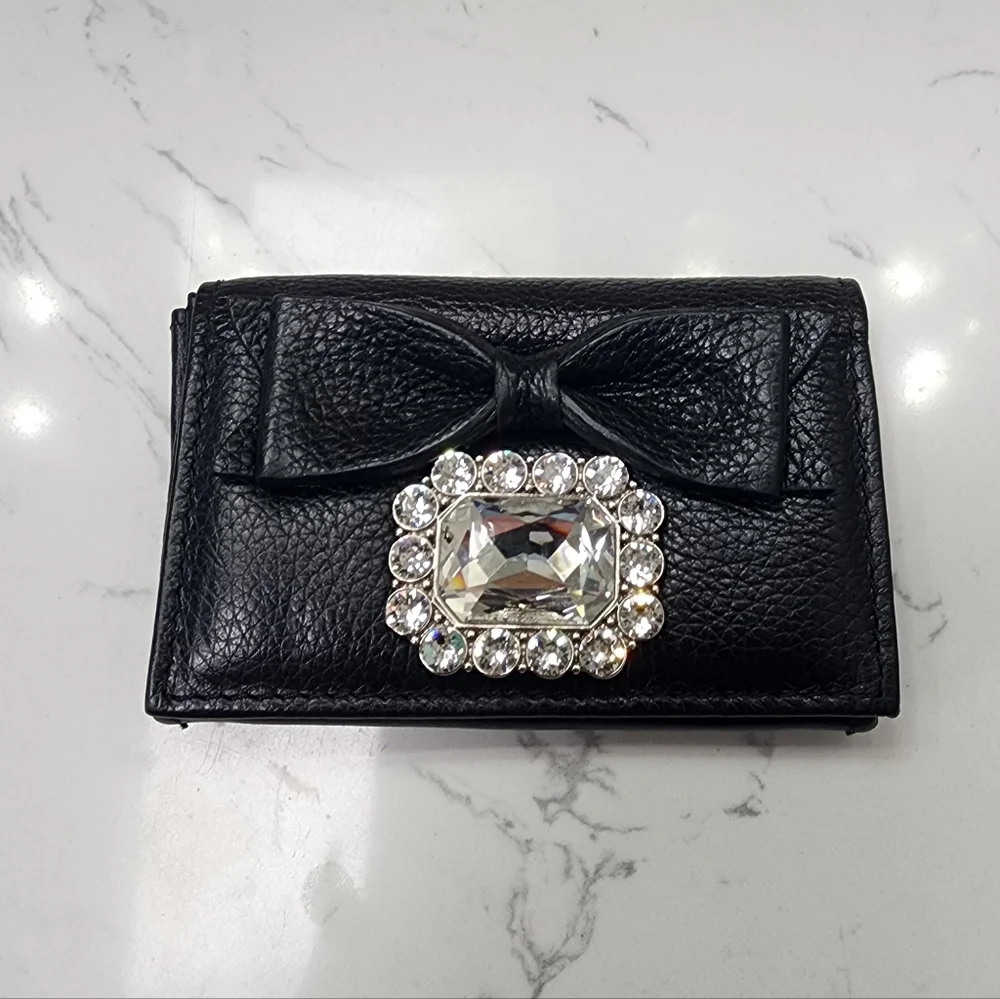 My Flat in London Black Leather Card Holder with Crystal Accent - Picture 1 of 3